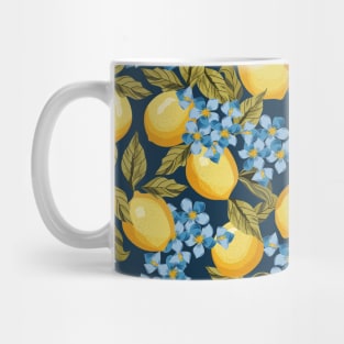 Lemons Pattern On Blue Mug